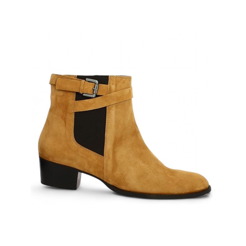 ochre velvet heel boots large size Shoesissime, view profile