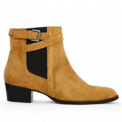 ochre velvet ankle boot large size Shoesissime, side view