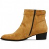 women's 42, 43, 44, 45 small heel ochre velvet boot, inside view