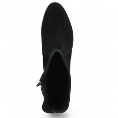 women's 42, 43, 44, 45 Shoesissime black nubuck flat boot, top view