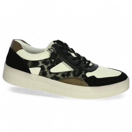 D0J04-60 Sneakers Remonte white - black - leopard large size, profile view