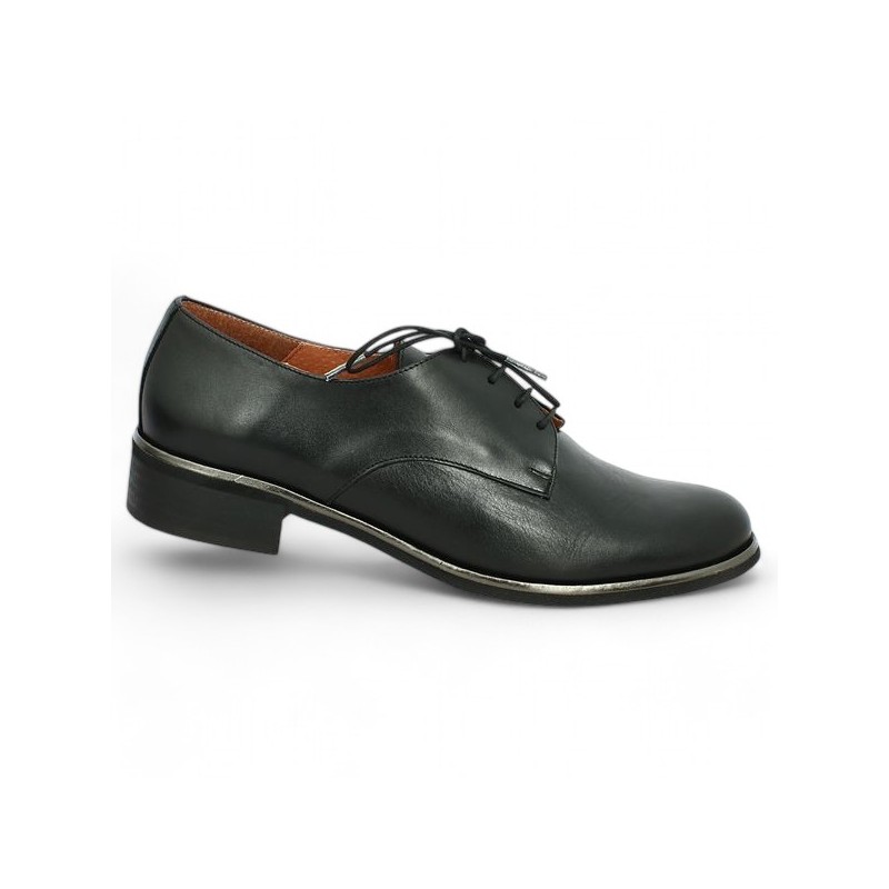 women's black leather derby 42, 43, 44, 45 Shoesissime, side view