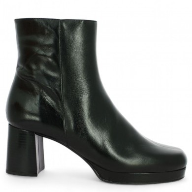 boots à plateforme 42, 43, 44, 45 femme cuir noir brillant, vue coté