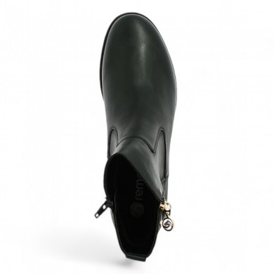 Women's flat black leather boot with gold jewels large size Remonte Shoesissime, top view