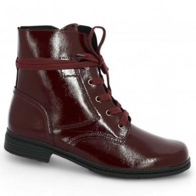 Gabor burgundy patent lace-up boots 42, 42.5, 43, 44 Shoesissime, view profile