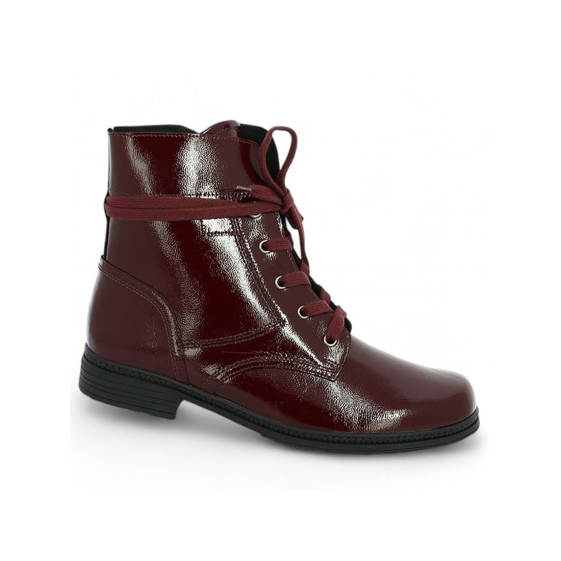 Gabor burgundy patent lace-up boots 42, 42.5, 43, 44 Shoesissime, view profile