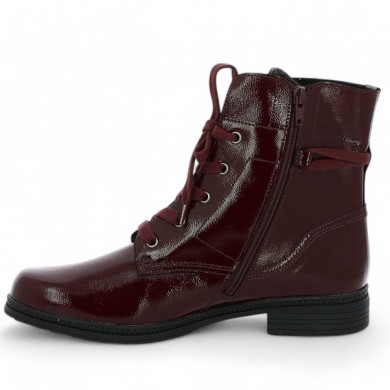 women's round toe boots large size Gabor patent laces burgundy Shoesissime, interior view