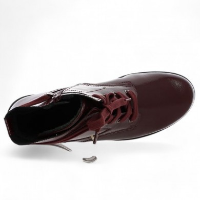 bottine bout rond grande pointure Gabor lacets vernis bordeaux Shoesissime, vue dessus