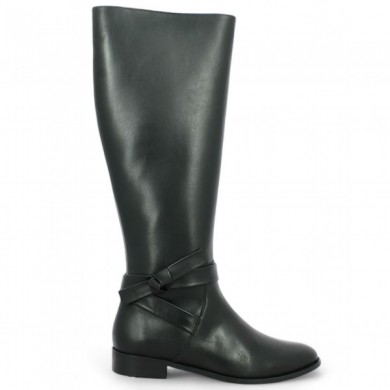 women's flat boot in black leather 42, 43, 44, 45 Shoesissime, side view