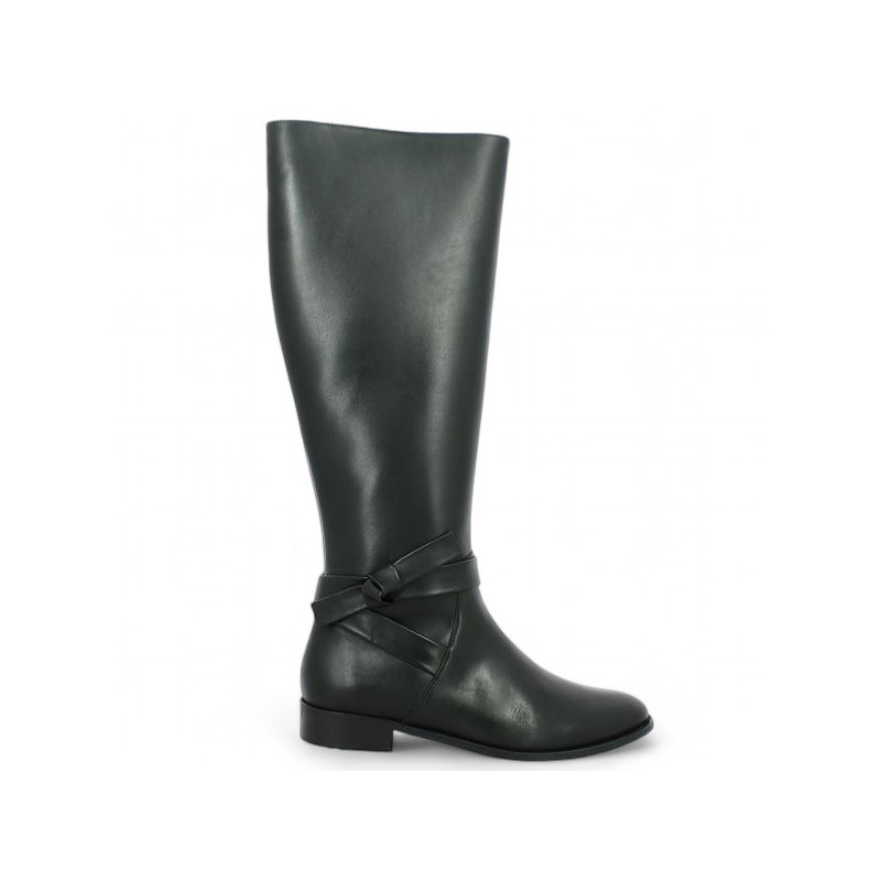 women's flat boot in black leather 42, 43, 44, 45 Shoesissime, side view