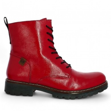 red patent lace-up boots for women 42, 43, 44, 45 Josef Seibel Shoesissime, side view