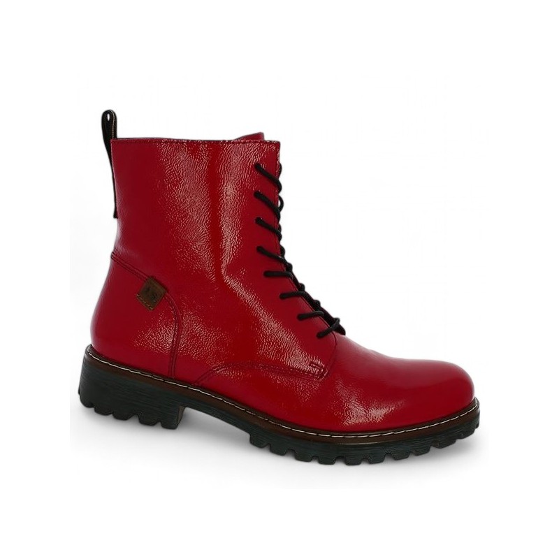 red patent lace-up boots women 42, 43, 44, 45 Josef Seibel Shoesissime, profile view