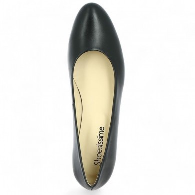 Shoesissime small heel black leather pump large size woman, top view