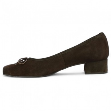 trotteur nubuck marron grande pointure femme petit talon Shoesissime, vue dessus