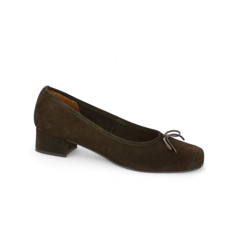 ballerine petit talon marron 42, 43, 44, 45 femme Shoesissime, vue profil