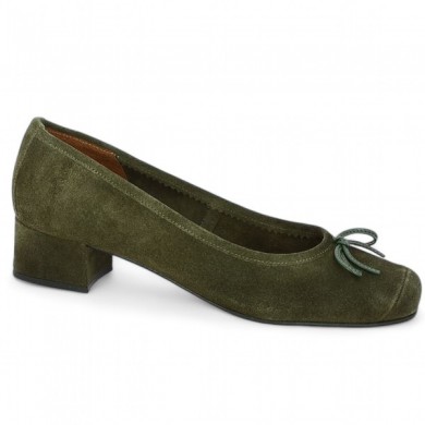 ballerine velours vert kaki 42, 43, 44, 45 Shoesissime, vue profil