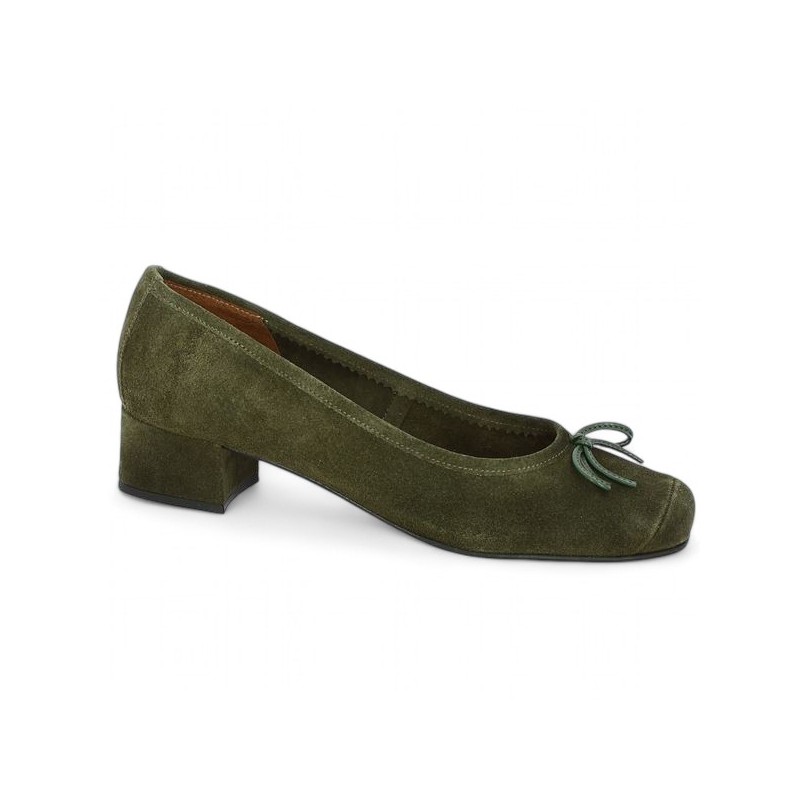 ballerine velours vert kaki 42, 43, 44, 45 Shoesissime, vue profil