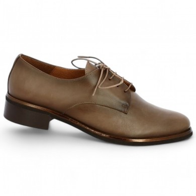 women's 42, 43, 44, 45 Shoesissime brown leather derby, side view