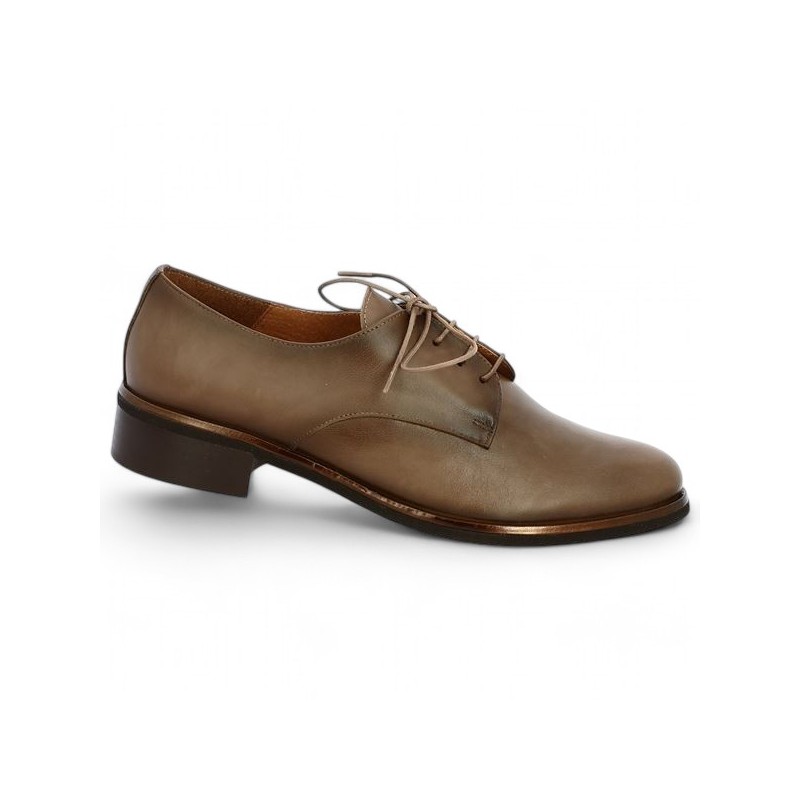 women's 42, 43, 44, 45 Shoesissime brown leather derby, side view