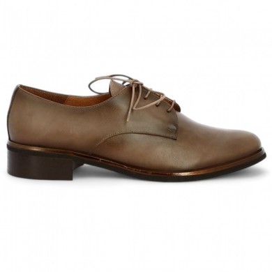 derbies cuir marron taupe femme grande taille Shoesissime, vue coté