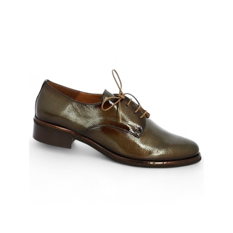 derbies grande taille vernis bronze Shoesissime, profile view