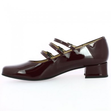 escarpin petit talon vernis maryjane straps femme grande pointure bordeaux Shoesissime, interior view