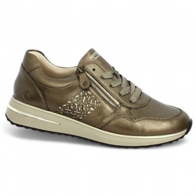 D1G00-90 bronze leather sneakers Remonte grande taille femme Shoesissime, profile view