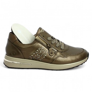 baskets grande taille femme cuir bronze semelle amovible 42, 43, 44, 45 Shoesissime, vue détails