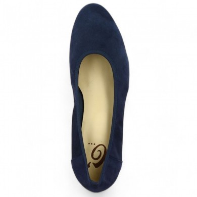 escarpin grande pointure velours bleu marine petit talon Shoesissime, vue dessus