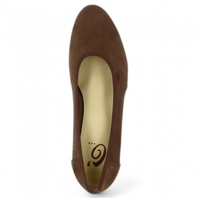 escarpin grande pointure velours marron petit talon femme Shoesissime, top view