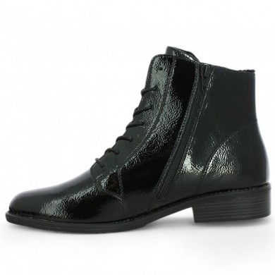 Bottine à lacets petit talon vernie noire femme grande pointure Shoesissime, vue intérieure