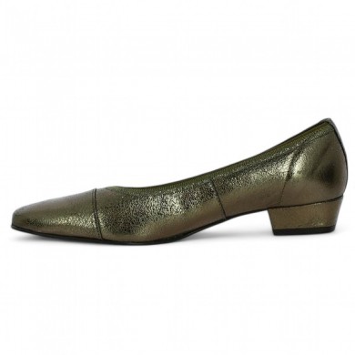 ballerine petit talon femme grande pointure vert bronze Shoesissime, vue intérieure