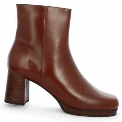 bottines plateforme cuir camel 42, 43, 44, 45 femme Shoesissime, vue profil