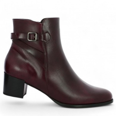 burgundy leather ankle boot small heel 42, 43, 44, 45 Shoesissime, side view