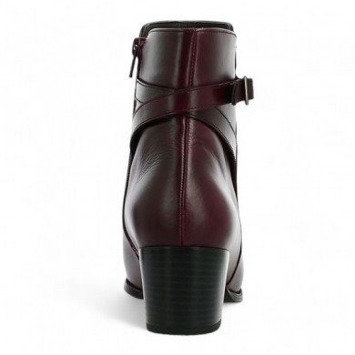 42, 43, 44, 45 women's burgundy leather boot with removable sole Shoesissime small heel, rear view