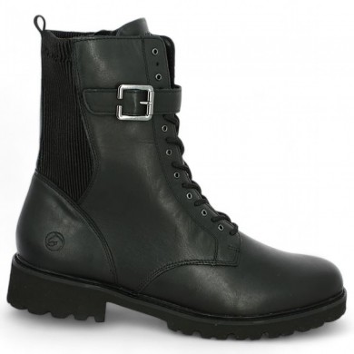 D8664-00 black lace-up boots Remonte large size, profile view