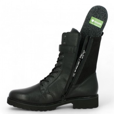 Shoesissime black lace-up women's boot with removable sole, large stretch size, view details