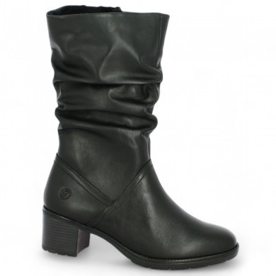 D2A70-00 mi botte talon cuir noir femme 42, 43, 44, 45 Remonte, vue profil