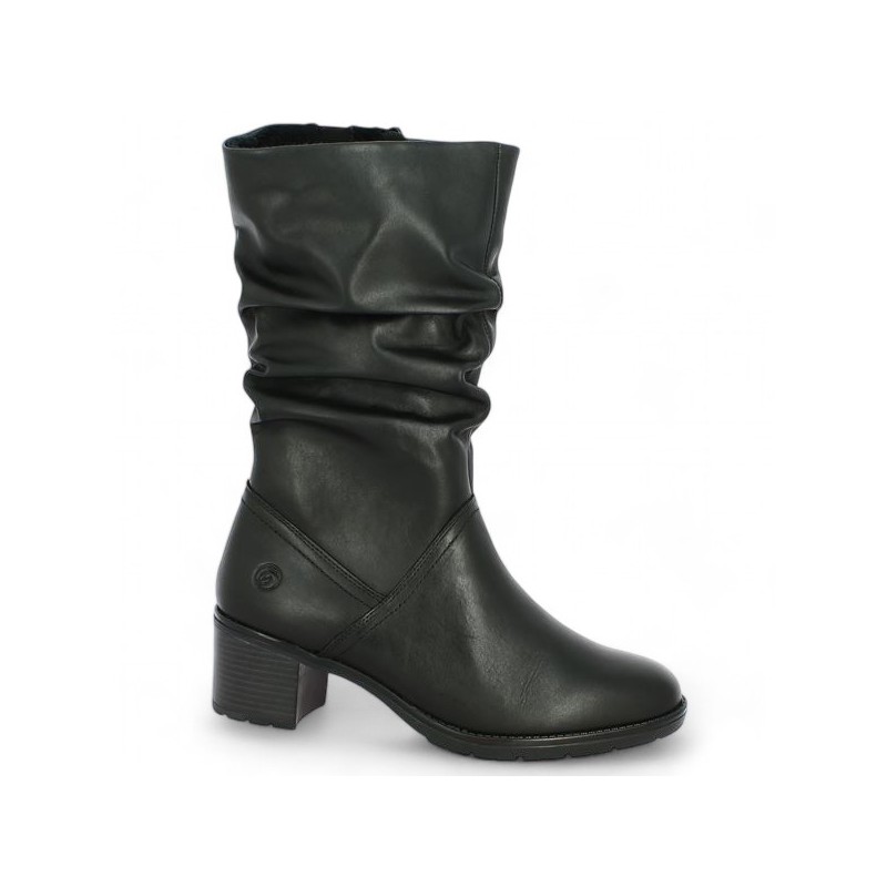 D2A70-00 mi botte talon cuir noir femme 42, 43, 44, 45 Remonte, vue profil