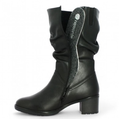 Frayed upper boot large size woman black leather, view details