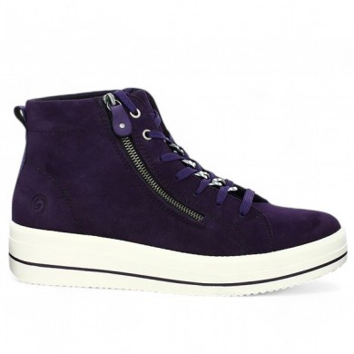 D1C70-30 tennis montante femme 42, 43, 44, 45 Remonte violet aubergine Shoesissime, vue coté