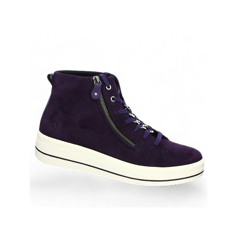 D1C70-30 large size women's sneakers Remonte purple eggplant Shoesissime, profile view