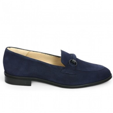 mocassins femme velours bleu 42, 43 44, 45 Shoesissime, vue coté