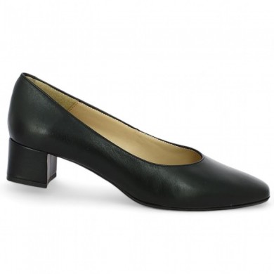 escarpin cuir noir petit talon classique femme grande taille Shoesissime, vue profil