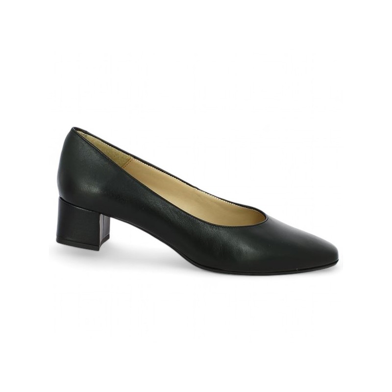 escarpin cuir noir petit talon classique femme grande taille Shoesissime, vue profil