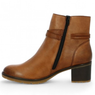 Boots à talon tendance cuir camel grande pointure femme confort, vue intérieure