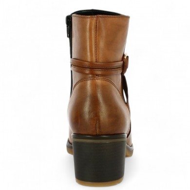 Boots à talon tendance cuir camel 42, 43, 44, 45 femme confort, vue arrière