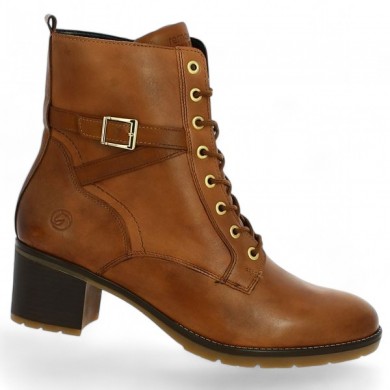 camel leather lace-up boot 42, 43, 44, 45 women Remonte, profile view