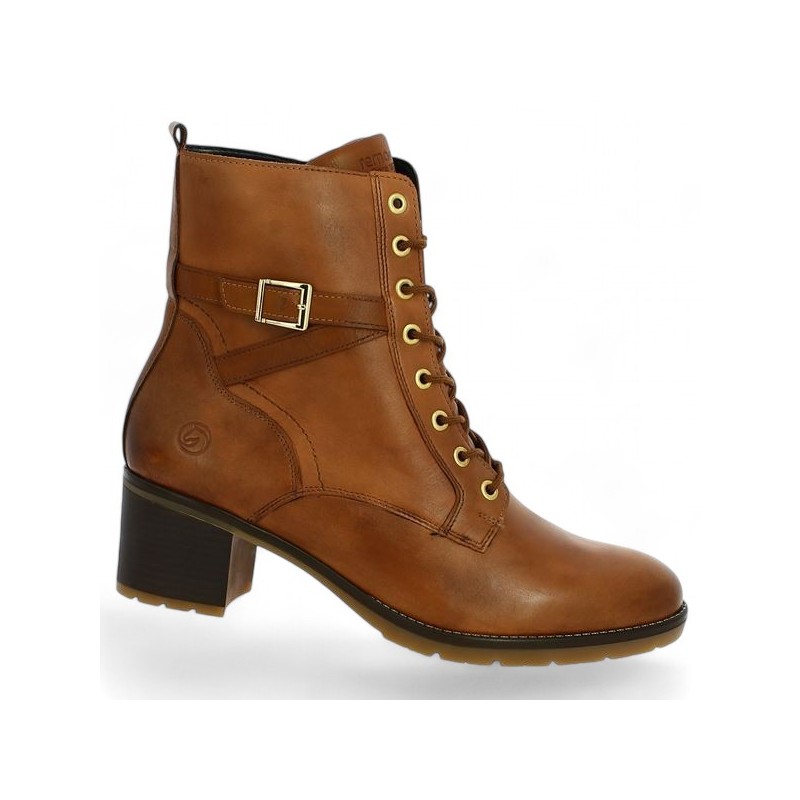 camel leather lace-up boot 42, 43, 44, 45 women Remonte, profile view