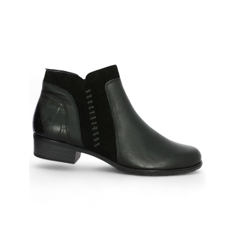 D6893-02 black Remonte low ankle boot 42, 43, 44, 45 profile view